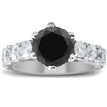 4 1/2 Carat Black & White Diamond Engagement Ring 14K White Gold O82675