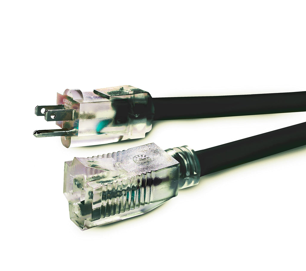 100 ft Heavy Duty 3 Prong Extension Cord with Multiple Outlets, Lighted End, Black Z8910