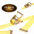 2 x 12 Heavy Duty Yellow Polyester Ratcheting Straps Y91959