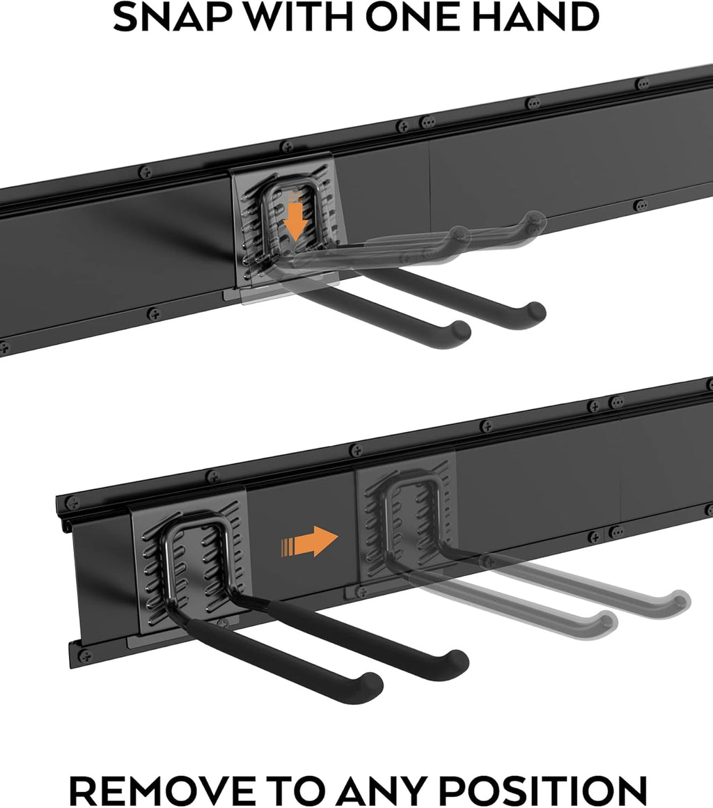 Heavy Duty Garage Storage Tool Organizer Wall Mount Rack with 6 Long Hooks, 48 Inch, Pack of 2 D234493