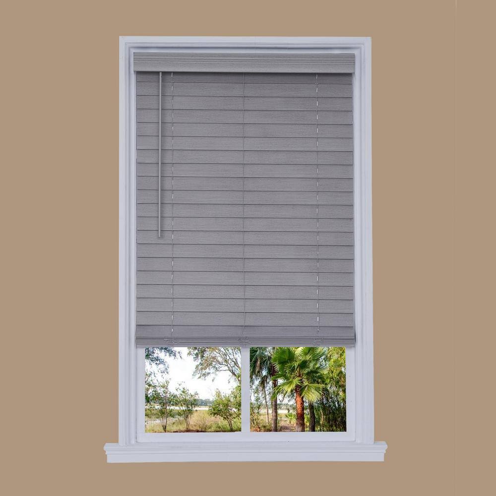 Cordless Gray Faux Wood Room Darkening Horizontal Blinds B339821