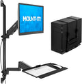 Wall Mount Workstation with Single Monitor Mount, Keyboard Tray and CPU Holder, Height Adjustable Full Motion Arms Q247