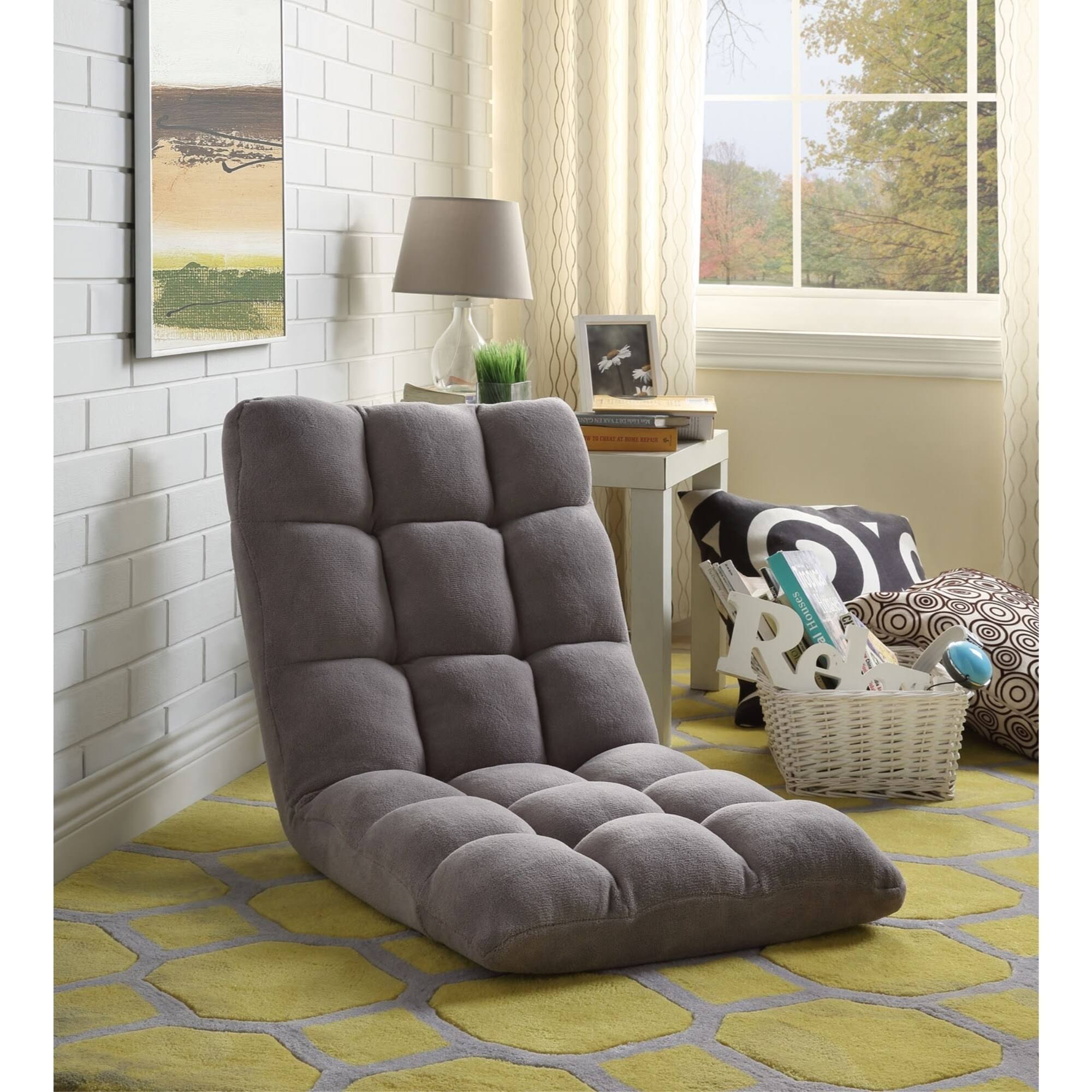Brown Microplush Recliner Gaming Chair with Floor Mat Y65027