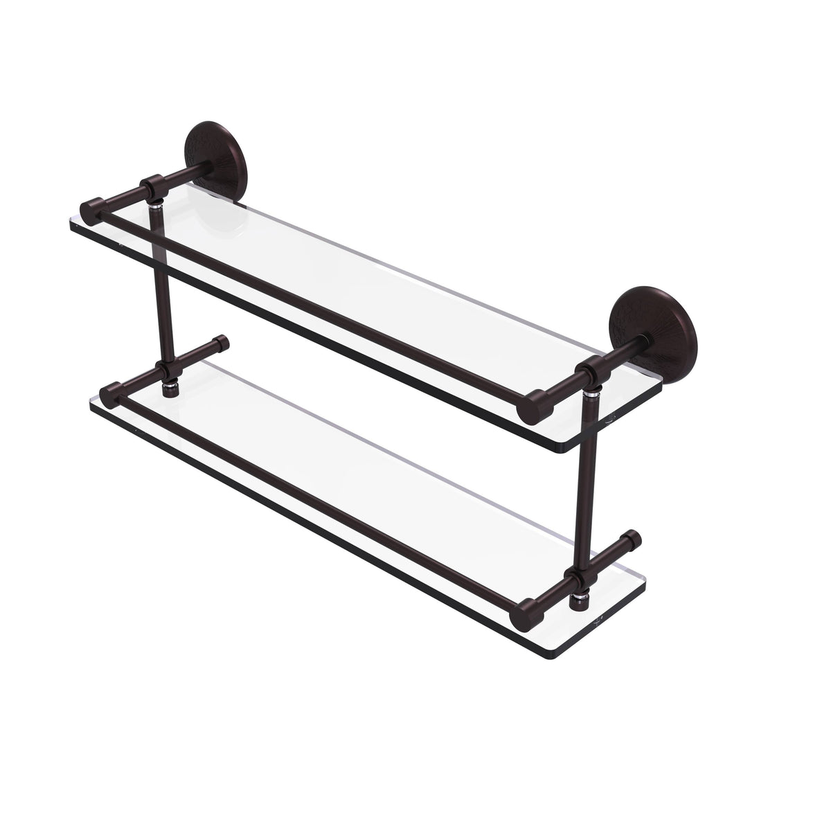 Antique Bronze Double Glass Shelf with Gallery Rail O6971