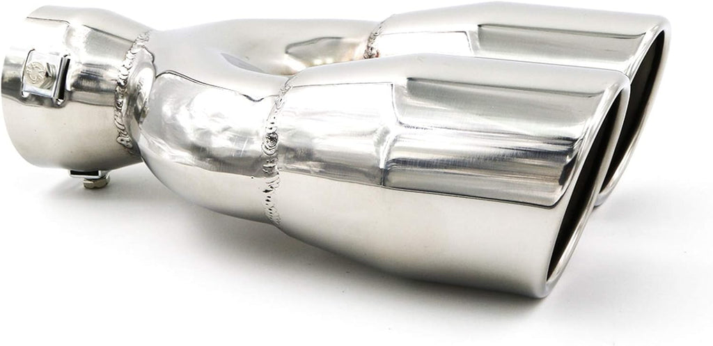 Stainless Steel Weld-On Dual Round Angle Exhaust Tip Tailpipe, Pack of 2 A81858