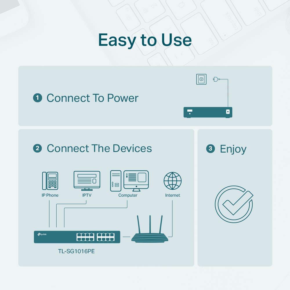 16 Port Gigabit PoE Switch, 8 PoE+ Ports, 150W, Metal U41986