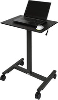 Black Mobile Rolling Height Adjustable Cart Table with Wheels Y15473