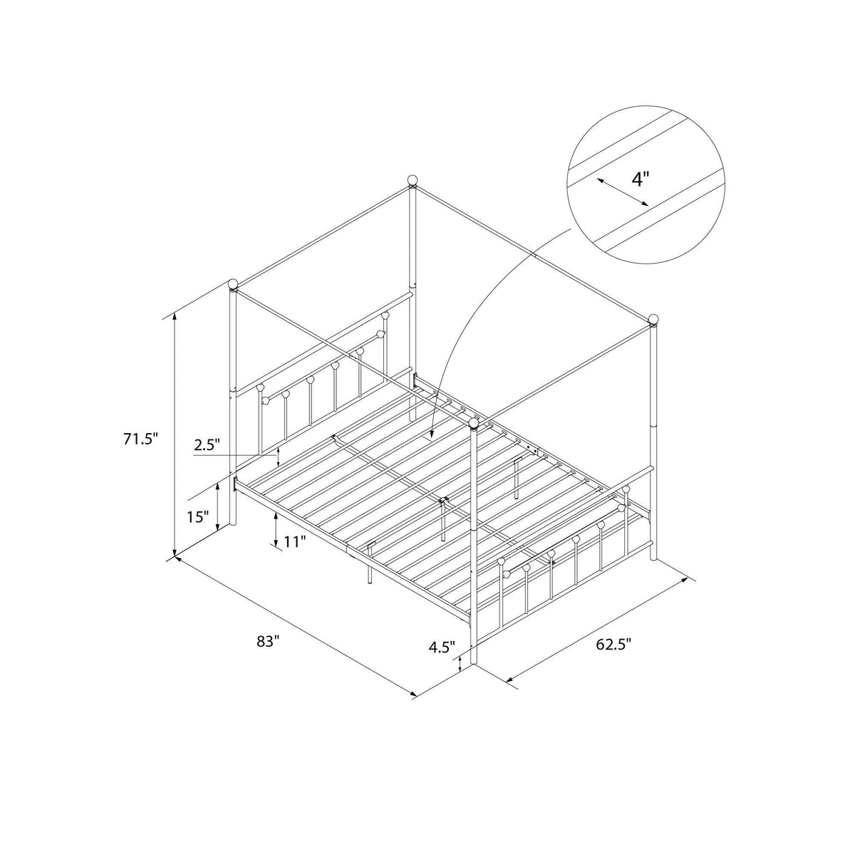 Queen Canopy Bed H3805