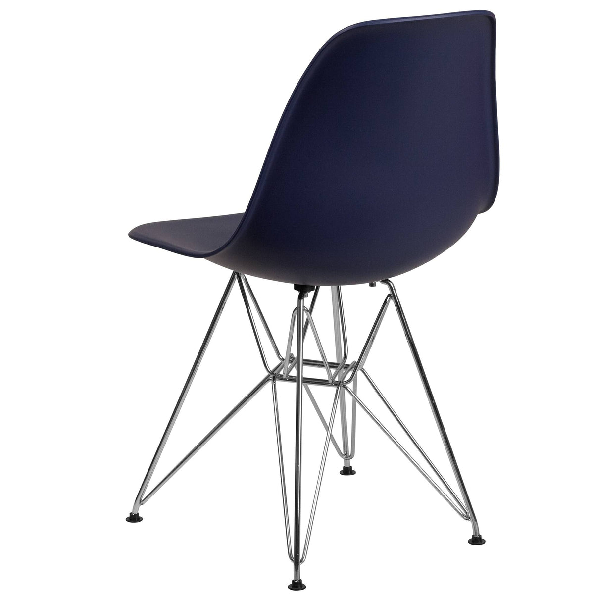 Navy Blue and Silver Accent Chair with Chrome Legs R177