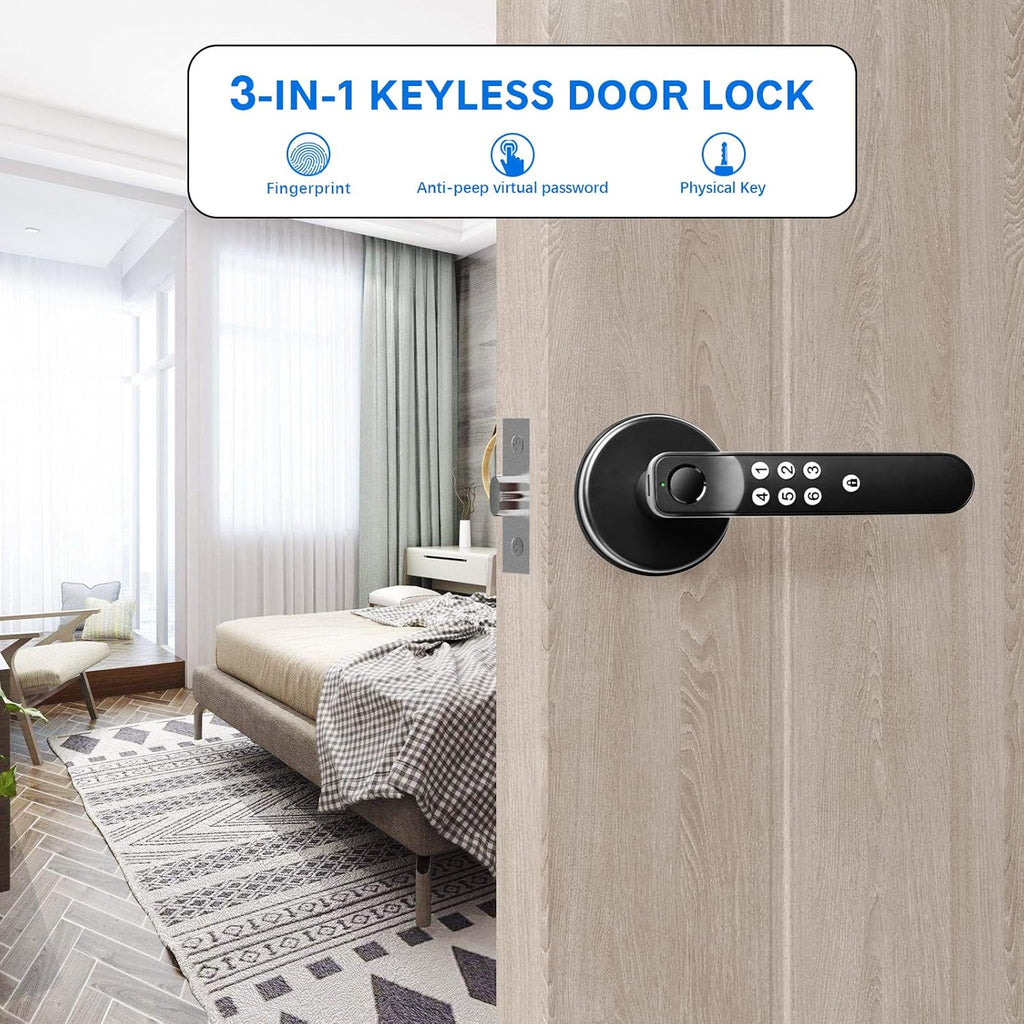 Biometric Keyless Entry Door Lock with Silicone Keyboard, Pack of 2 P427915