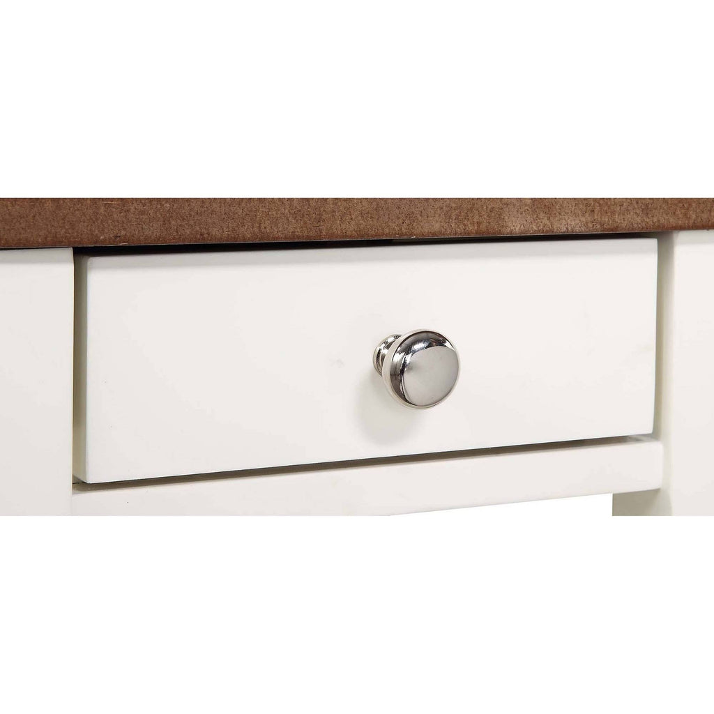 3 Tier End Table with Drawer Driftwood Top White Frame E171