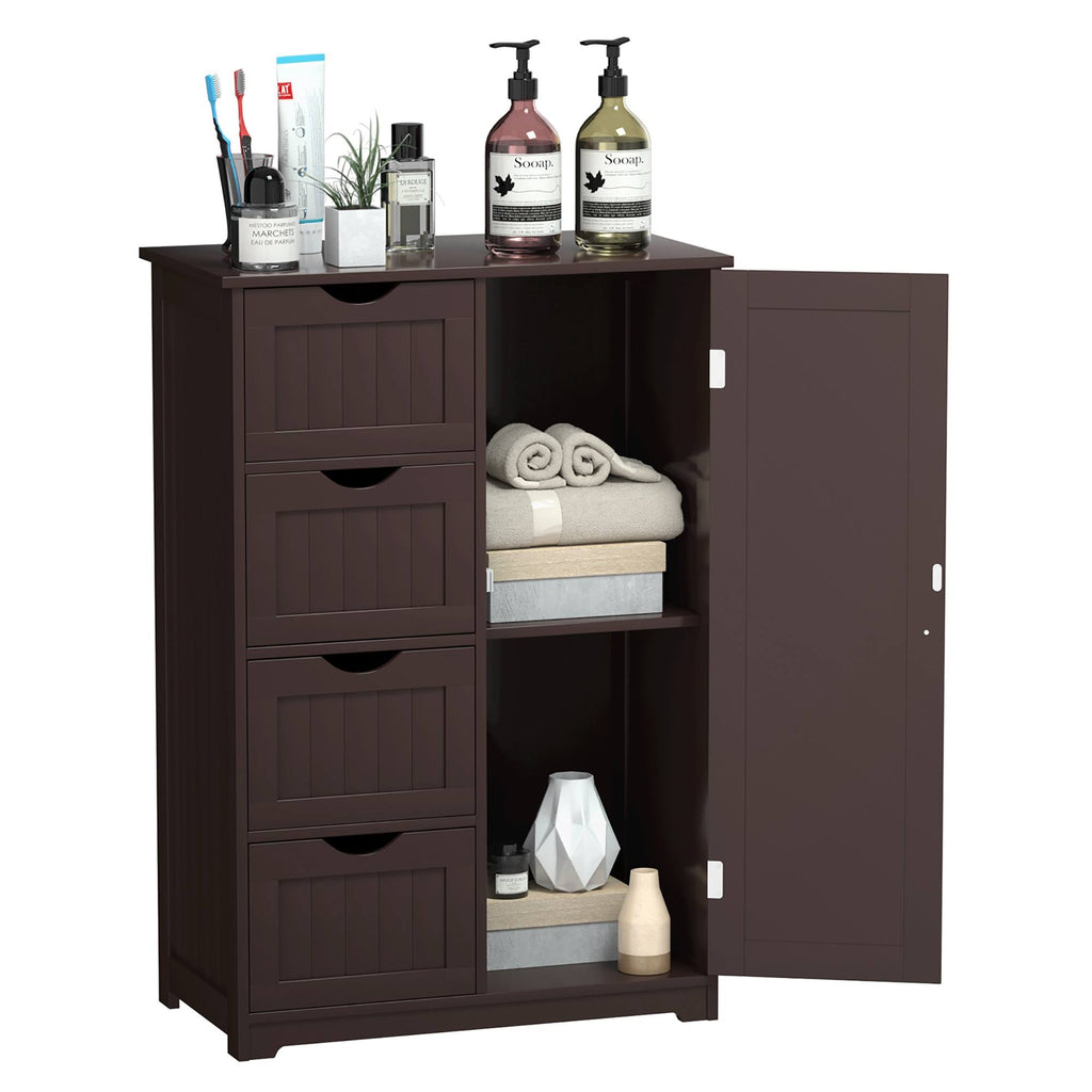 Brown Storage Cabinet with 4-Drawers 2-Shelves D84377