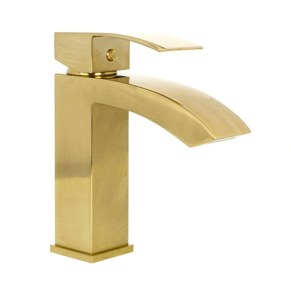 Brushed Gold Single Hole Bathroom Faucet Q192