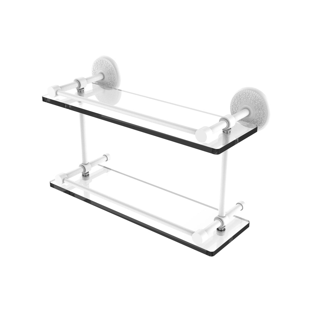 Antique Bronze Double Glass Shelf with Gallery Rail O6971