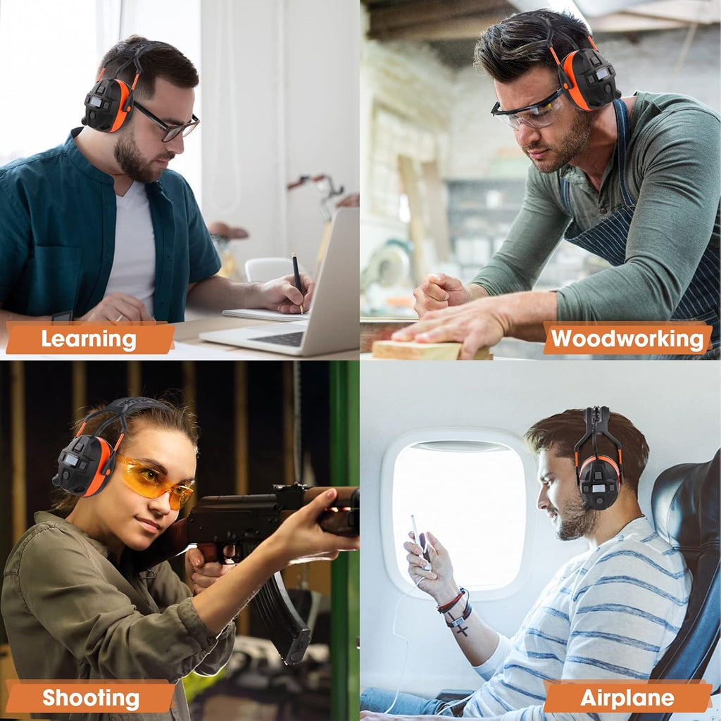 Orange Bluetooth Wireless Noise Cancelling Safety Ear Muffs Headphones I68045