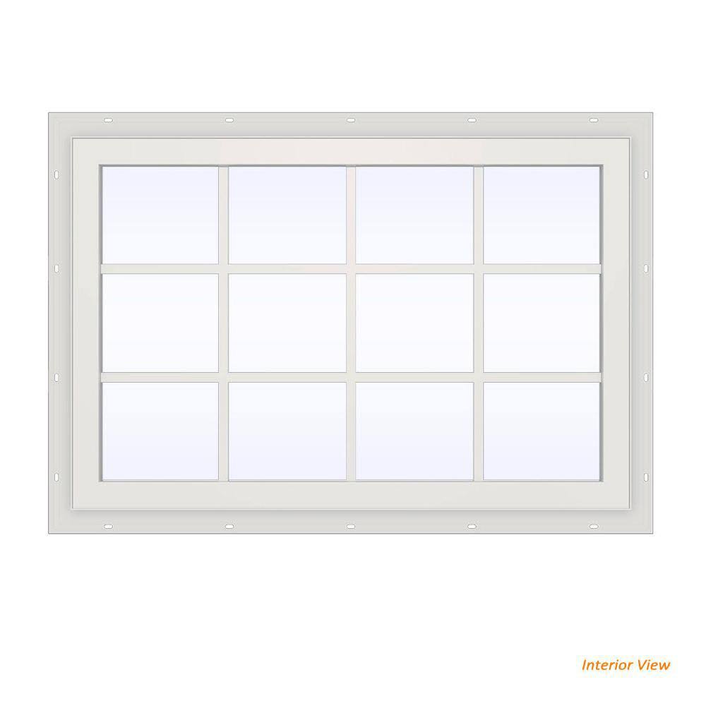 Bronze Vinyl Fixed Picture Window with Colonial Grids X843