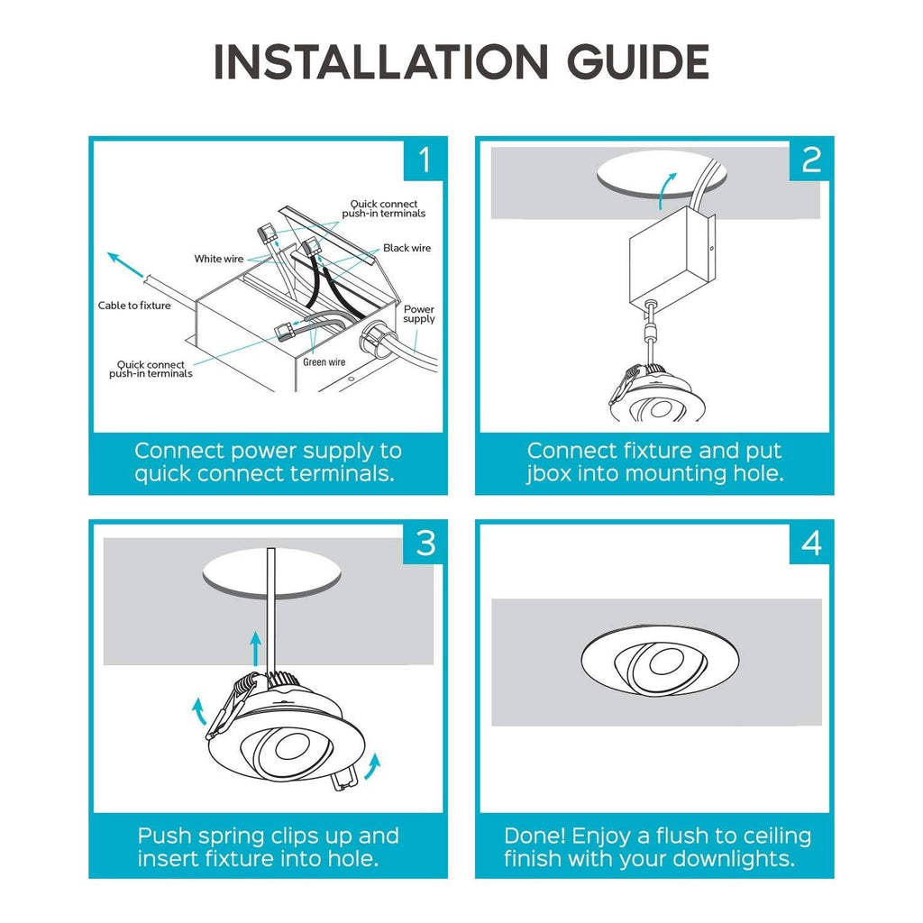 4 inch LED Gimbal Recessed Light with Junction Box, 11W, 5000K Bright White, 1000 Lumens, Dimmable, IC Rated L253474