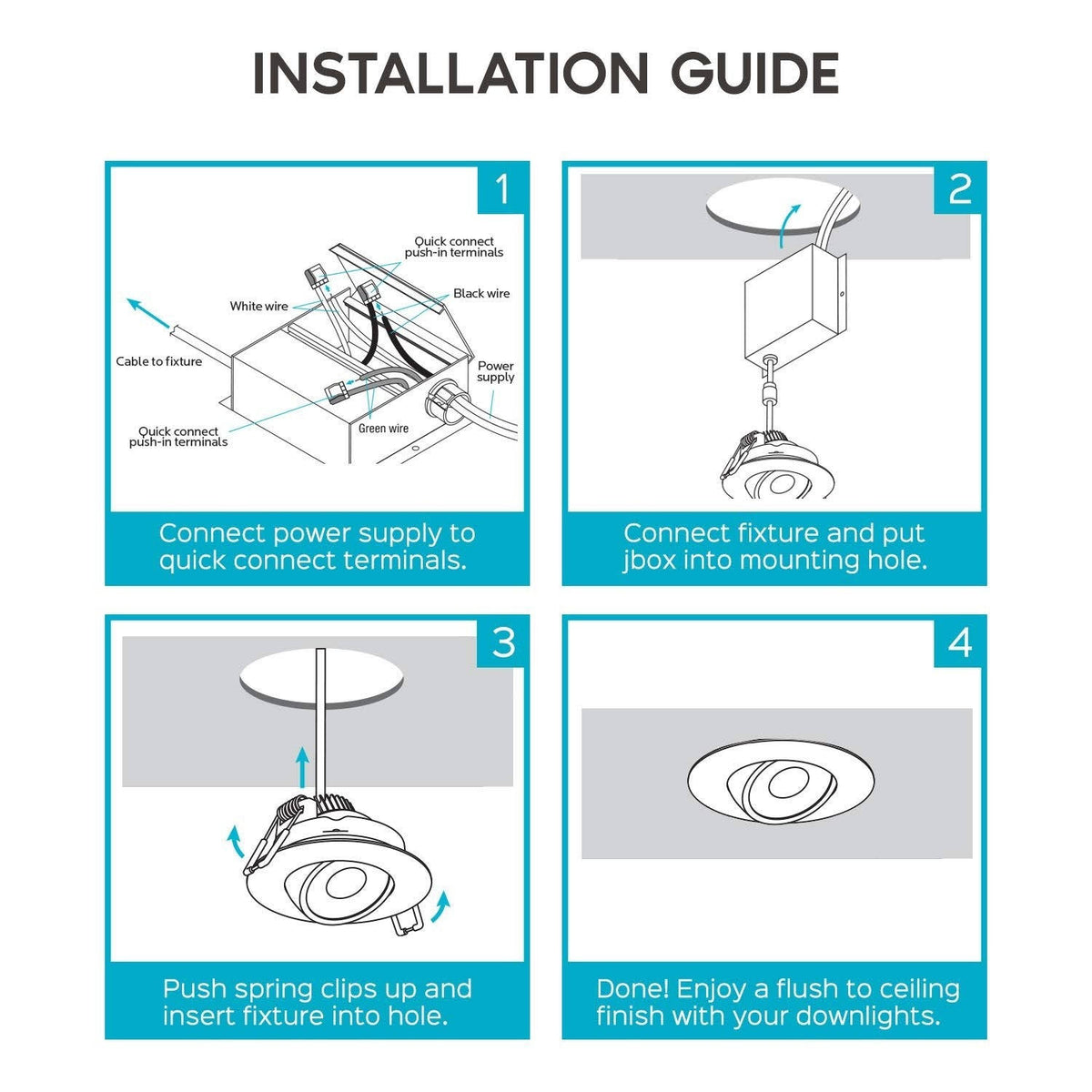 4 inch LED Gimbal Recessed Light with Junction Box, 11W, 5000K Bright White, 1000 Lumens, Dimmable, IC Rated L253474