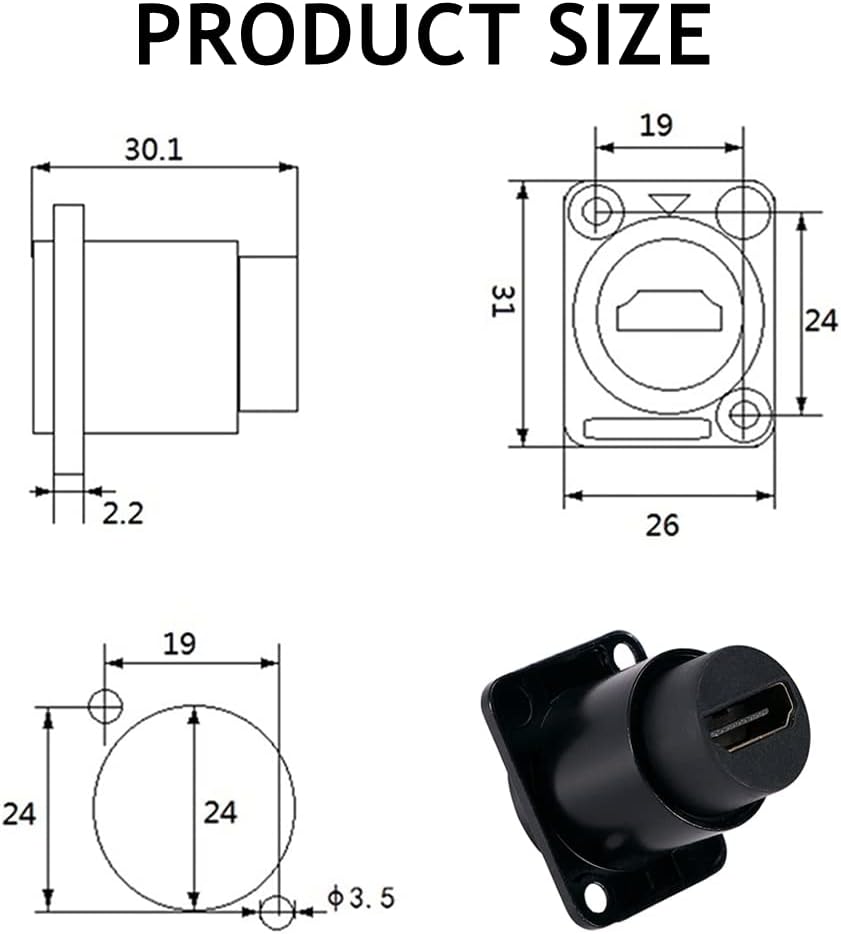 HDMI Panel Mount Coupler, Female to Female 4K Adapter, Bulkhead Extension with Cap, Pack of 2 K945936