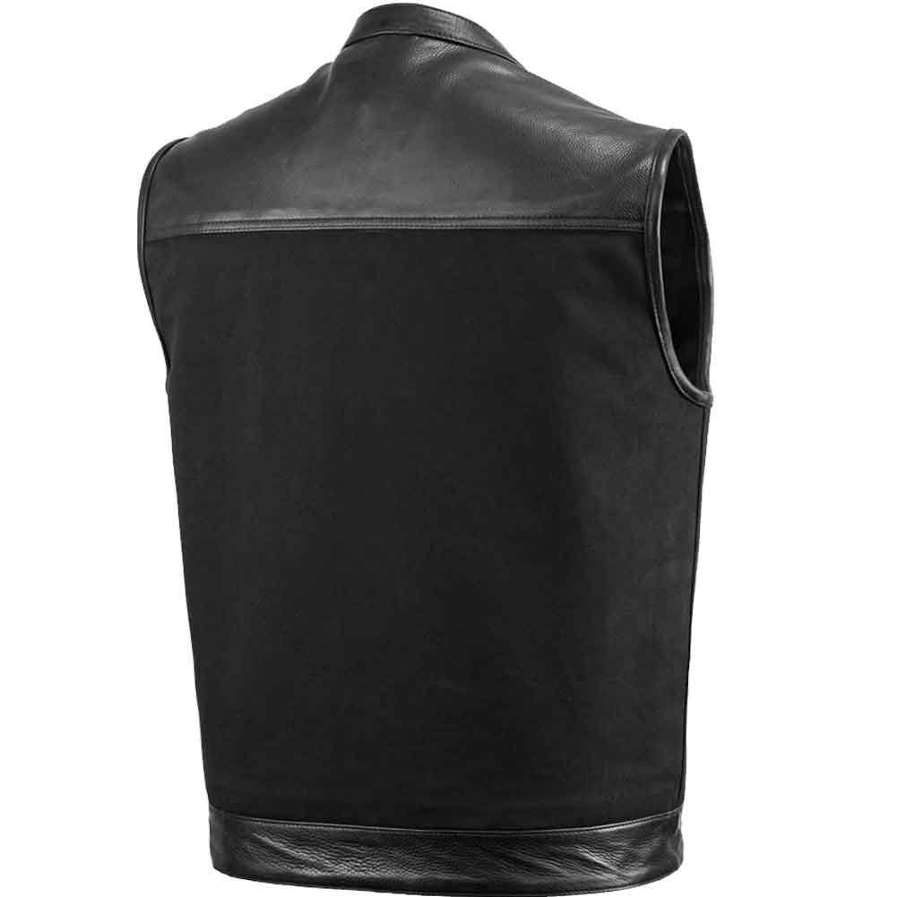 Men's Leather and Canvas Vest Combo E29150