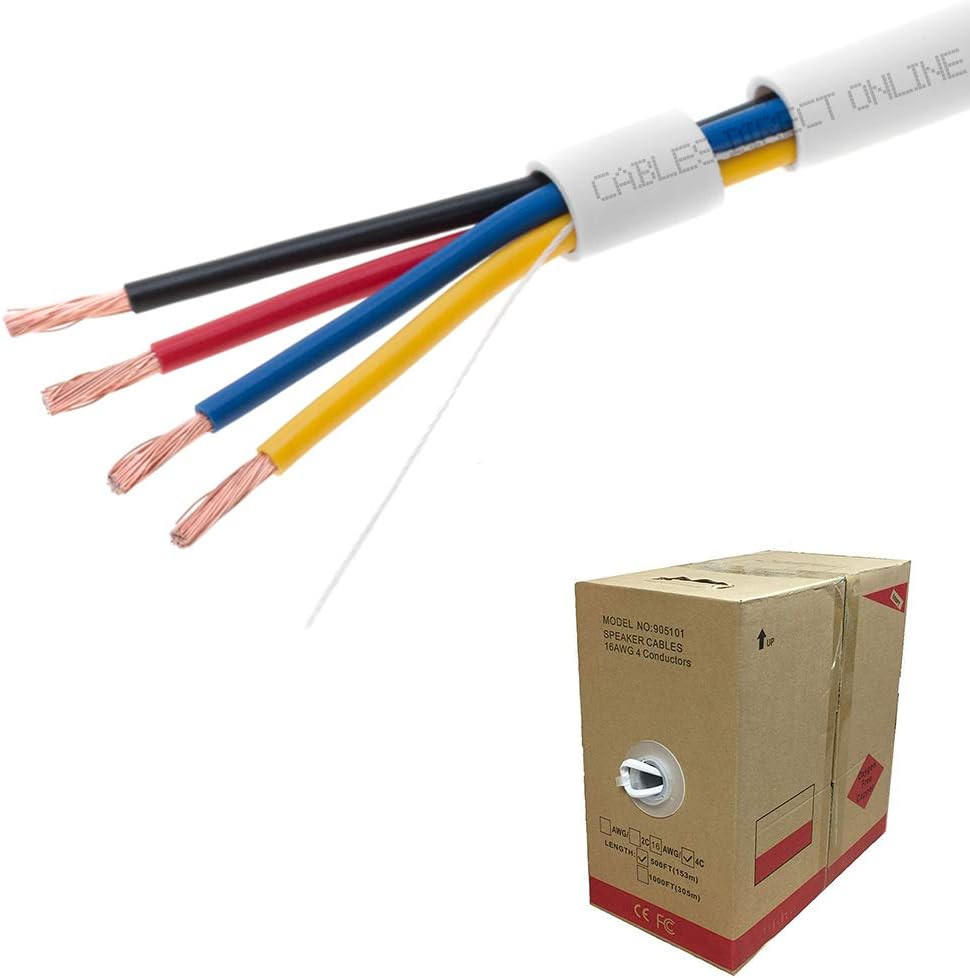 250FT 16/4 Bulk Speaker Wire 16AWG CL2 Audio Cable Q480363
