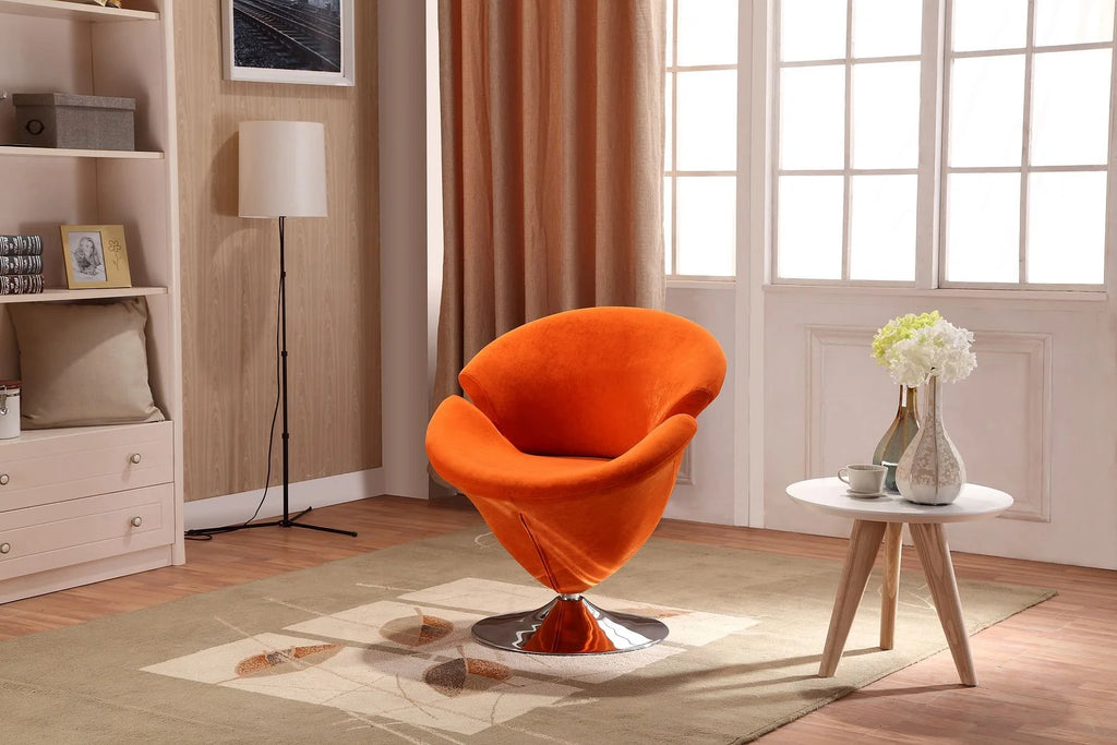 Orange Velvet Swivel Accent Chair W91139