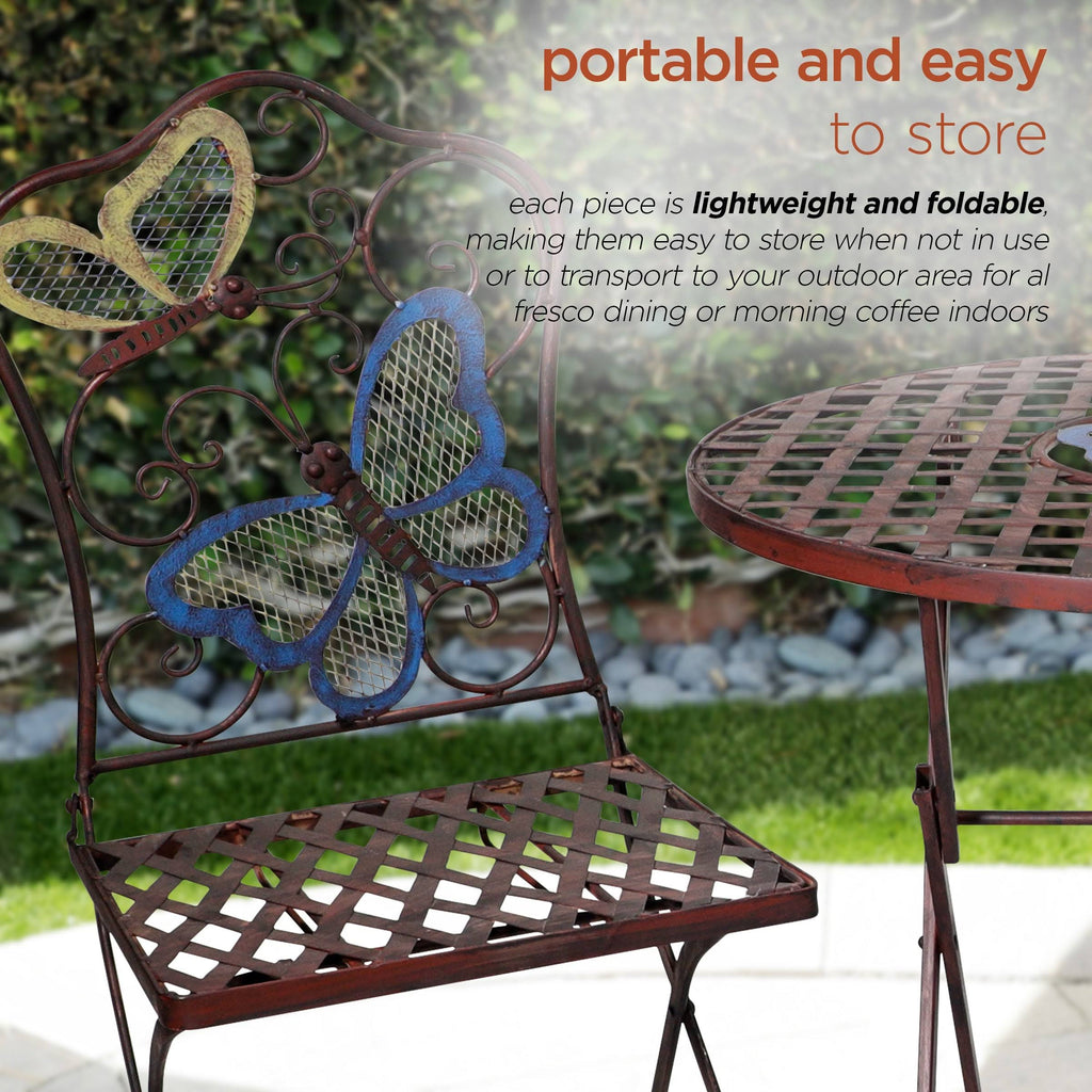 Alpine Butterfly Table and Two Chairs Bistro Set L4236