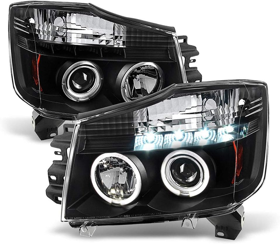 LED Dual Halo Black Housing Projector Headlights Headlamps X81718