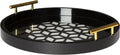Navy and Gold Round Decorative Tray with Metal Handles, 15.5, Pack of 2 C7126
