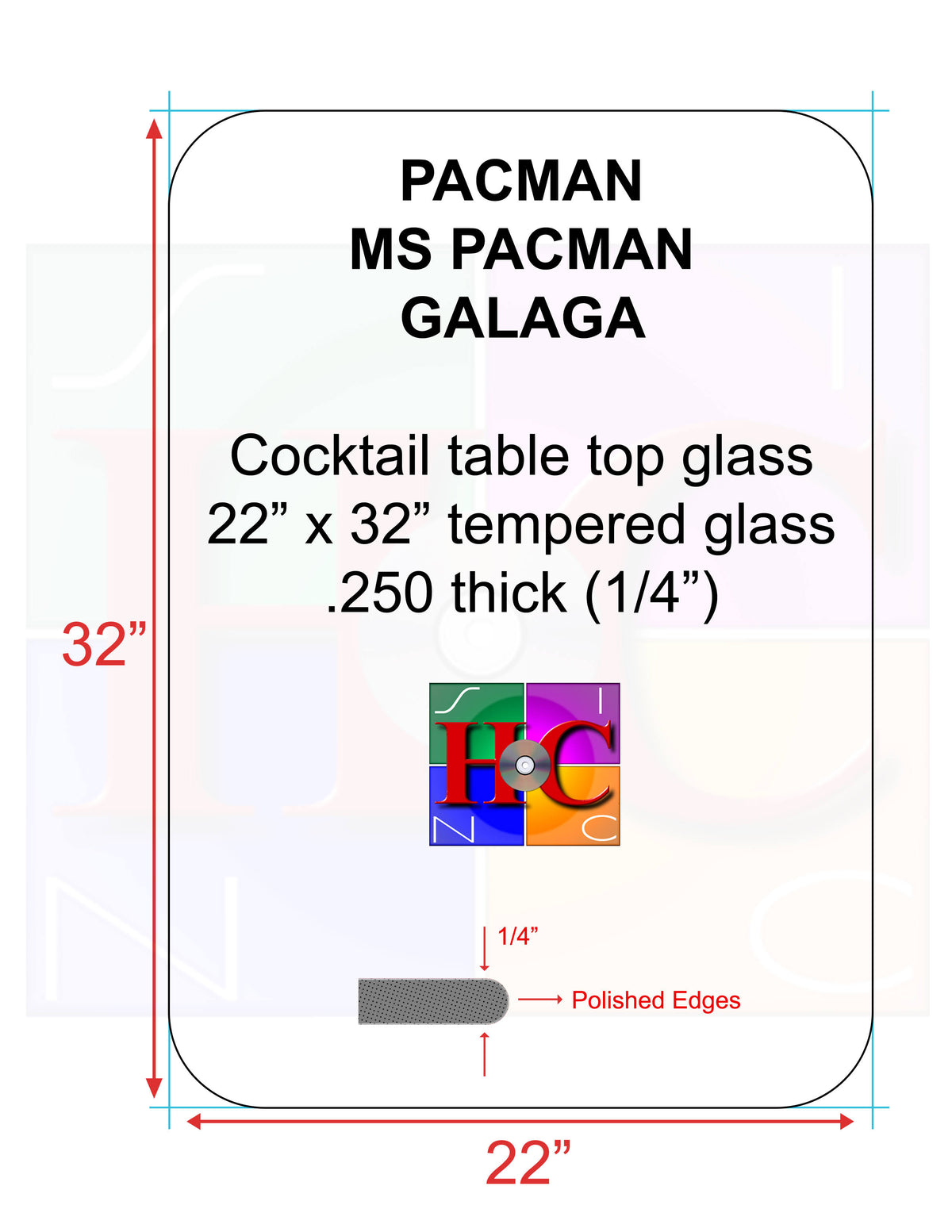 Tinted Cocktail Table Top Glass with 4 in Radius B614