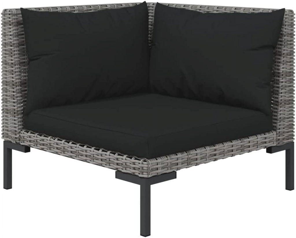 13 Piece Patio Lounge Set with Cushions Poly Rattan Dark Gray K16054