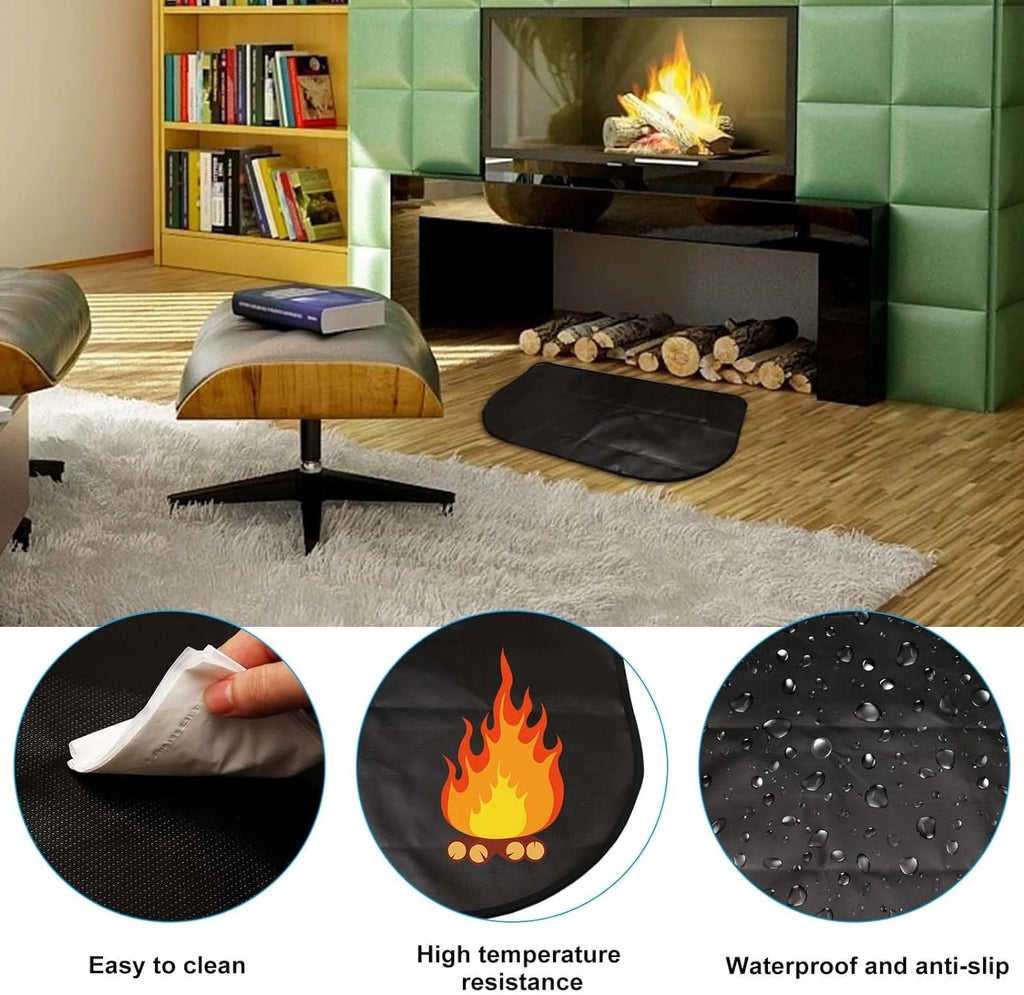Black 42x24 Inch Fireplace Mat Hearth Pad L4236