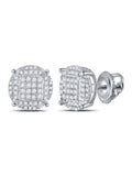 Mens Round Diamond Cluster Earrings 1/2 Cttw W326