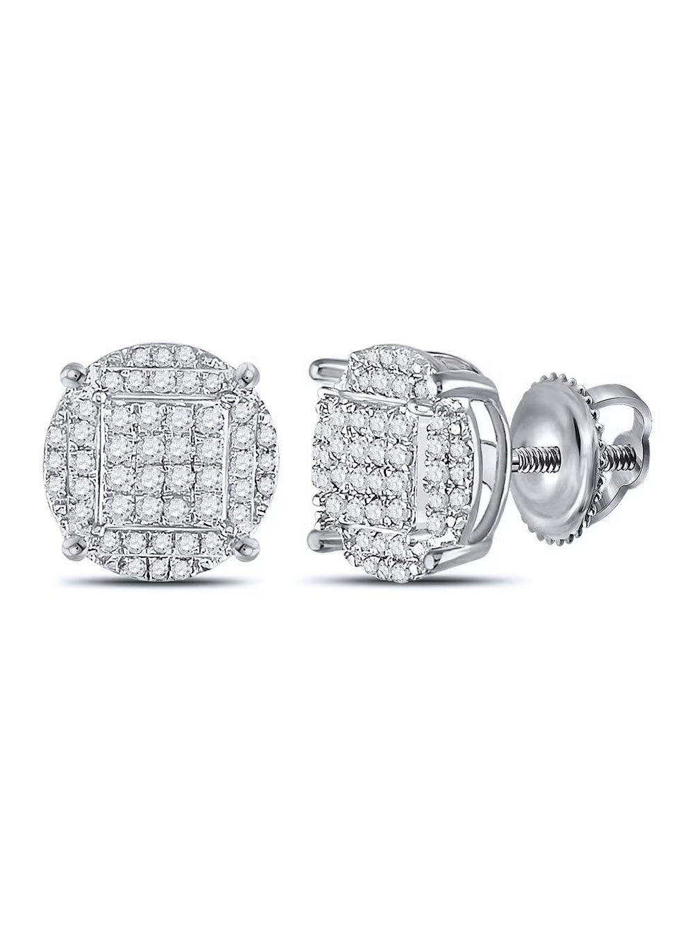 Mens Round Diamond Cluster Earrings 1/2 Cttw W326