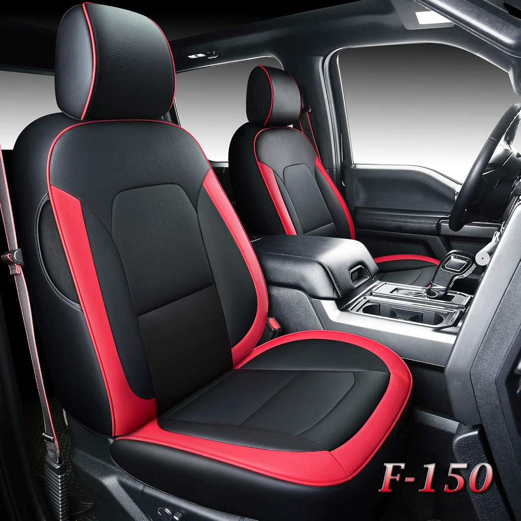 Red Waterproof Leather Front and Back Seat Covers 5 Pieces B860