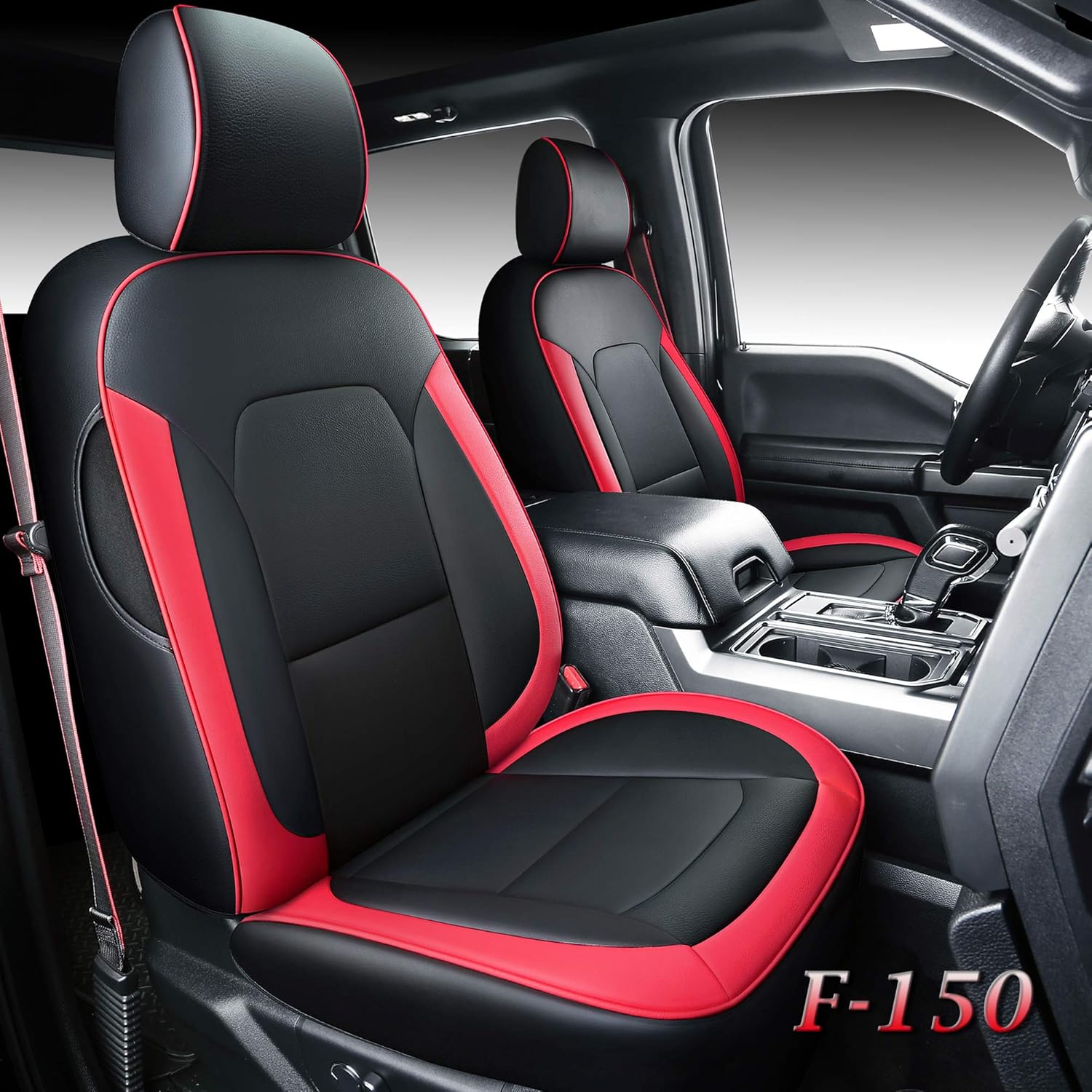 Red Waterproof Leather Front and Back Seat Covers 5 Pieces B860