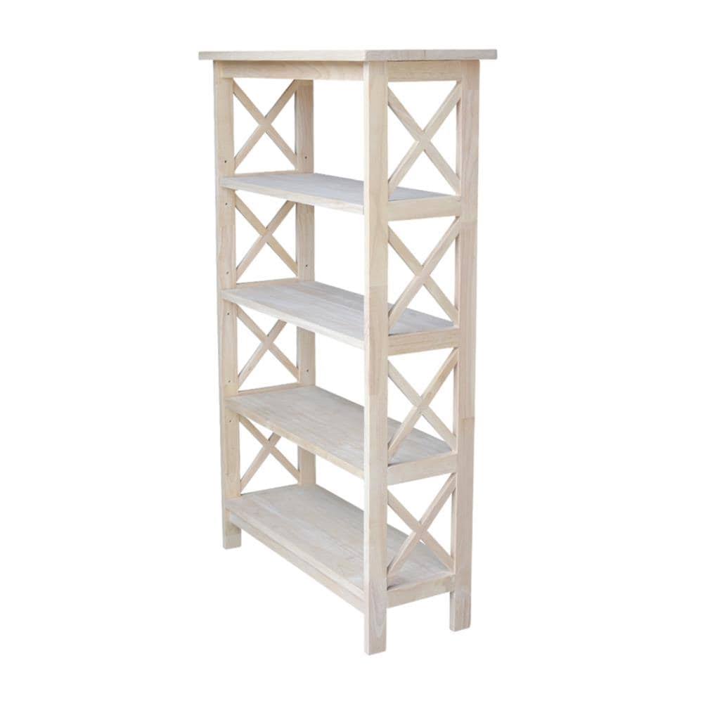 Unfinished Wood 4-Shelf Bookcase in Brown X685