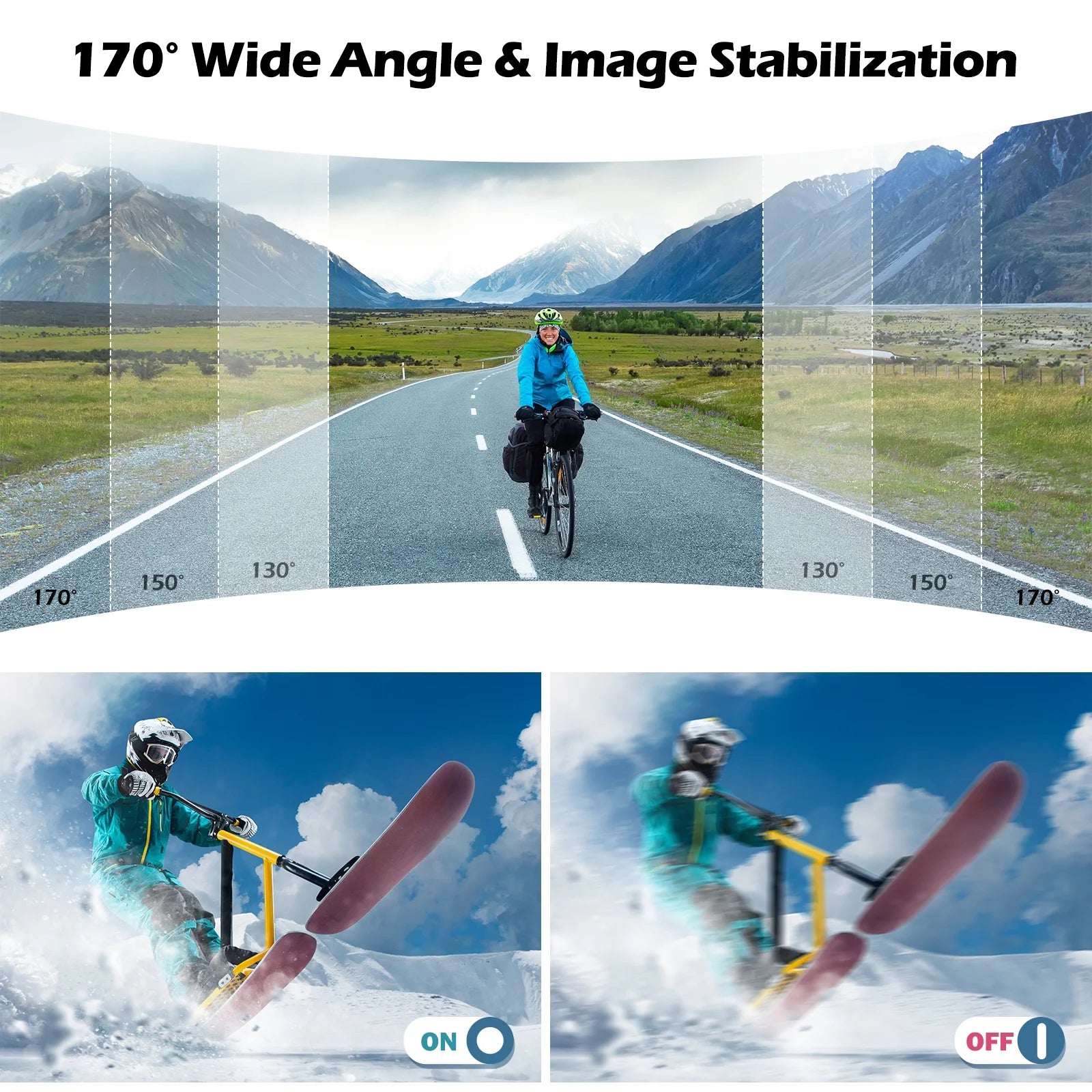 4K 30FPS Action Camera 20MP Waterproof WiFi Touch Screen Camera Y533245
