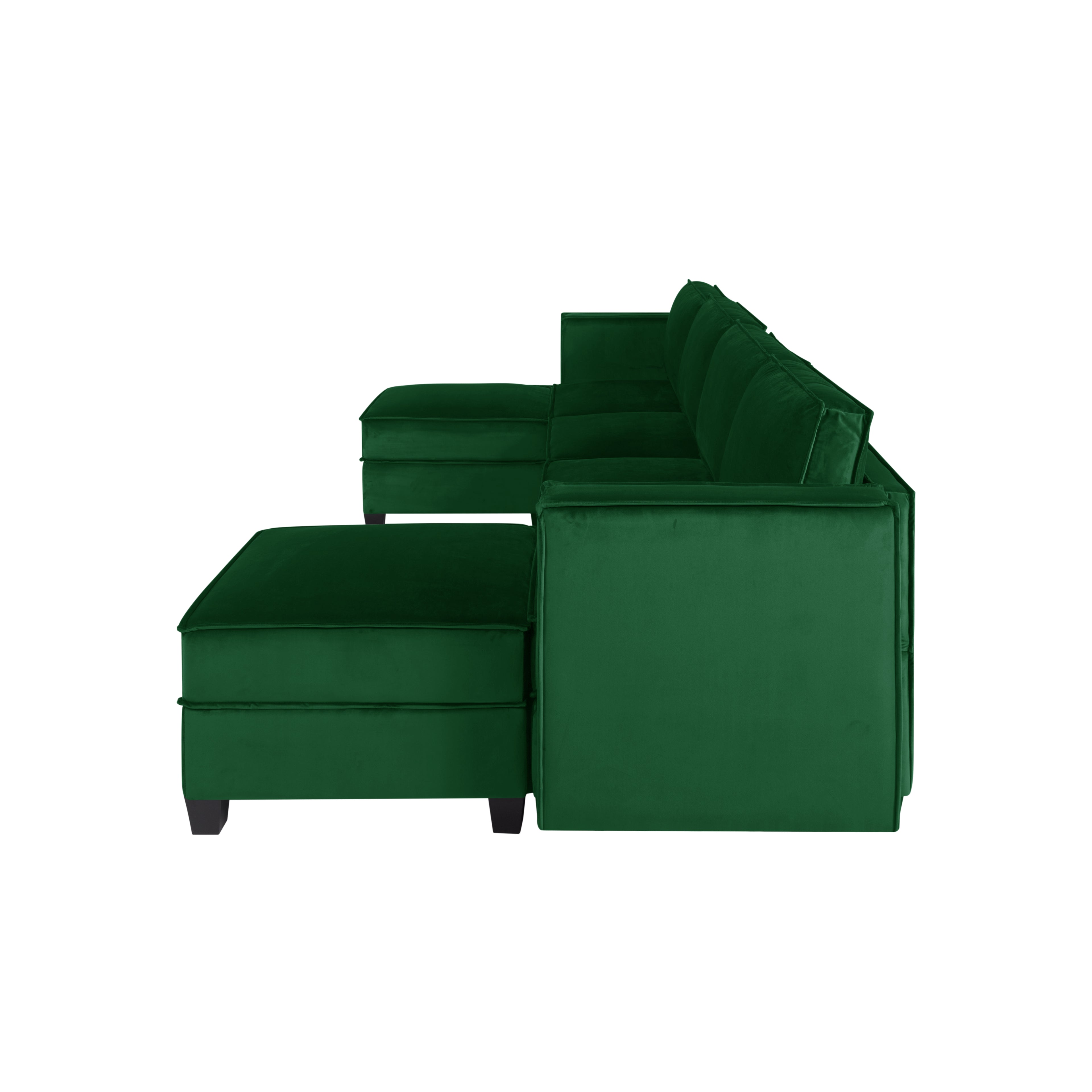 Modern Large Velvet U-Shaped Convertible Sectional Sofa Bed with Removable Storage Ottomans X5589