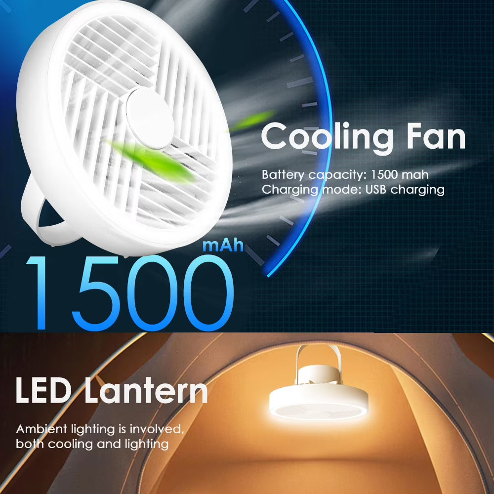 7-inch Rechargeable Camping Fan with LED Lighting P613542