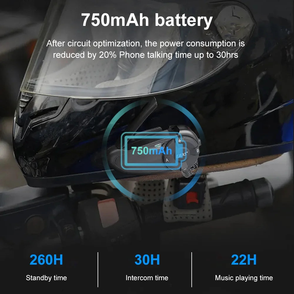 Black Motorcycle Helmet Headset T2180