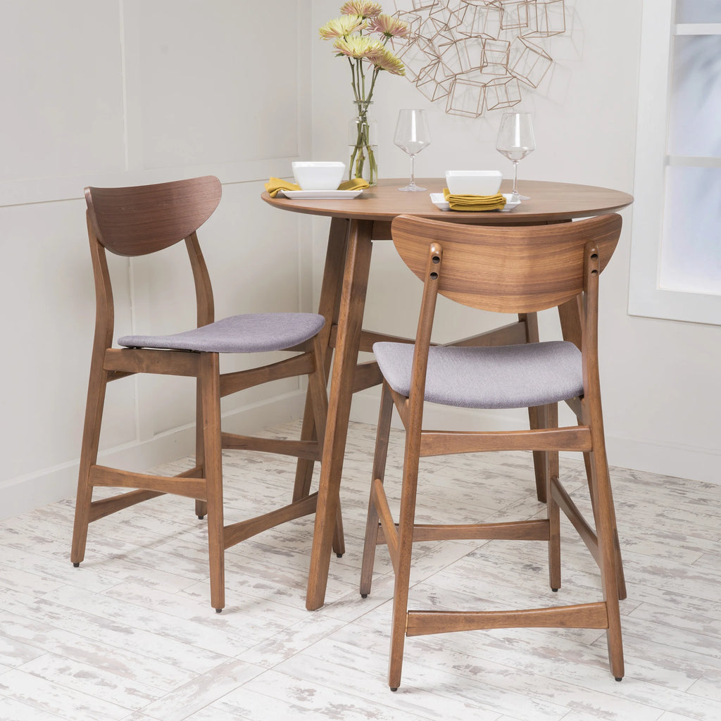 Dark Grey Fabric Counter Chair, Set of 2 Q8110