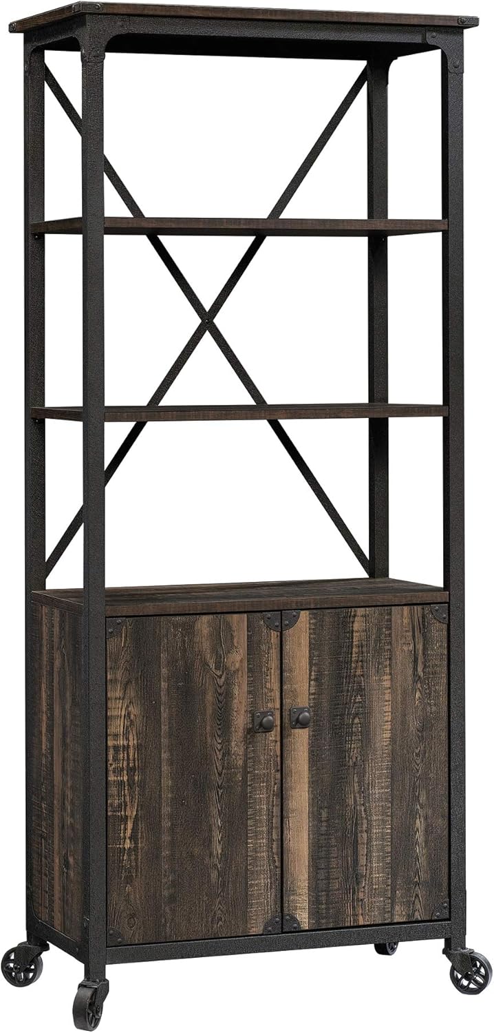 Bookcase with Doors, Carbon Oak Finish D99494
