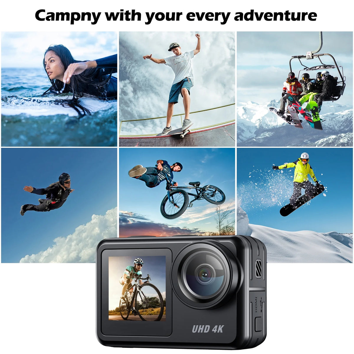 4K 30FPS Action Camera 20MP Waterproof WiFi Touch Screen Camera Y533245