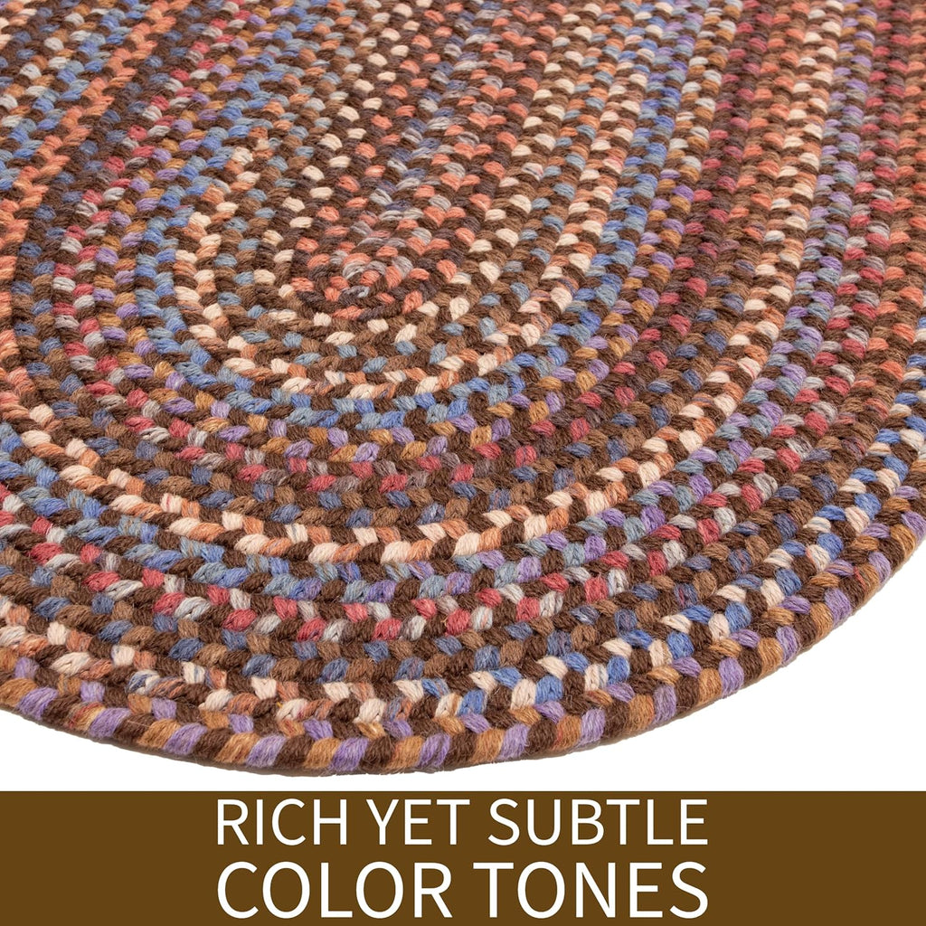 Walnut Brown Wool Braided Rug 20" x 30" Oval N9670