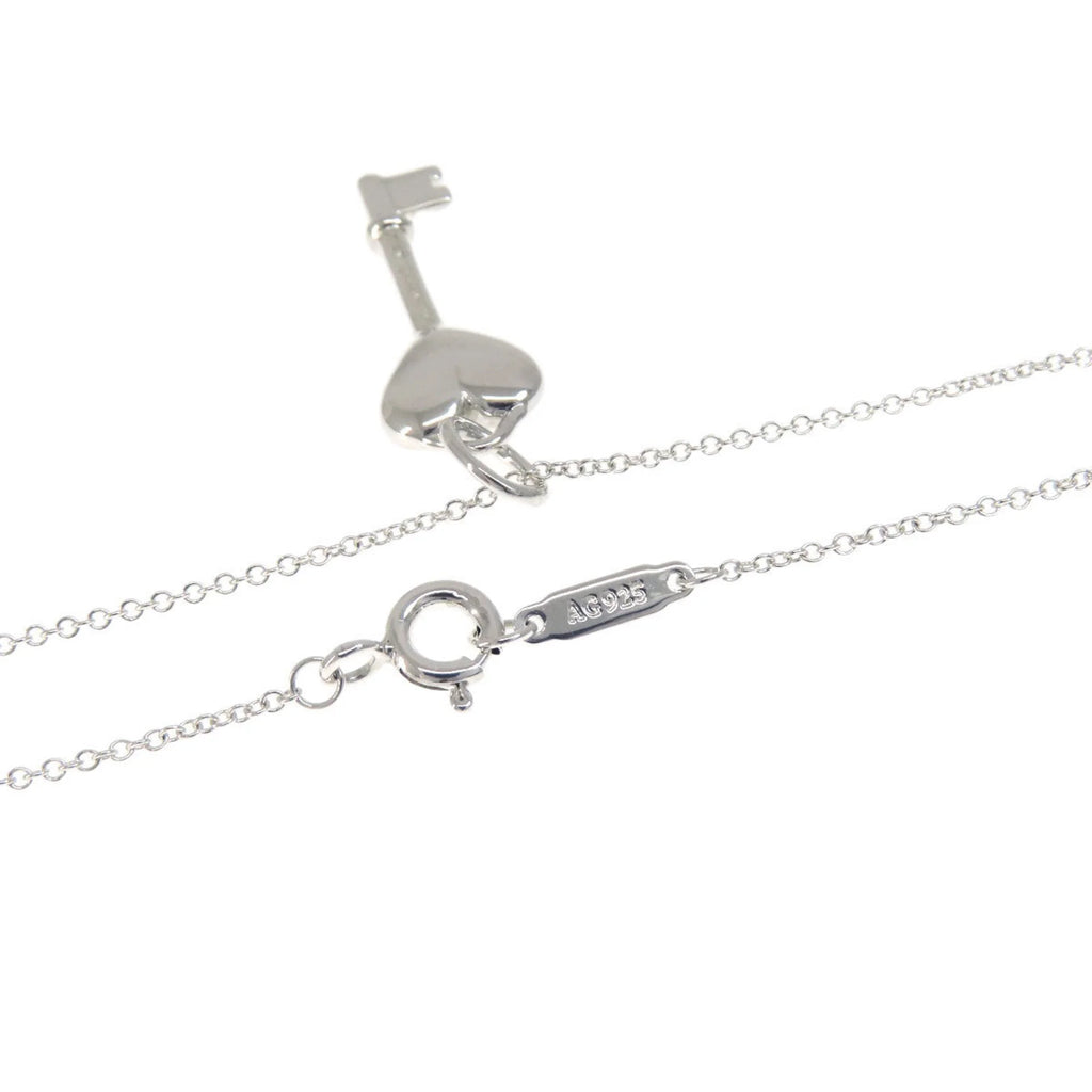 Tiffany Heart Key Diamond Necklace Silver T370