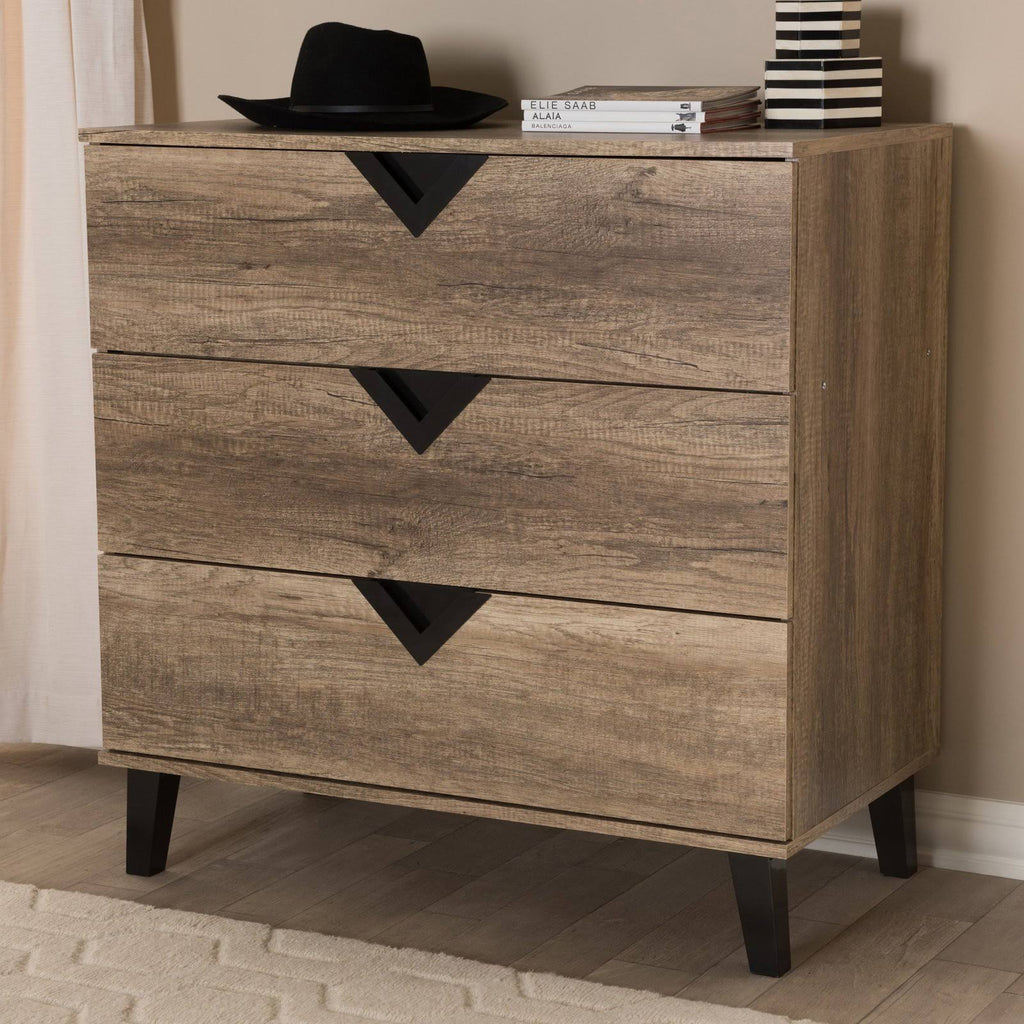 Light Brown Wood 3-Drawer Chest P710624