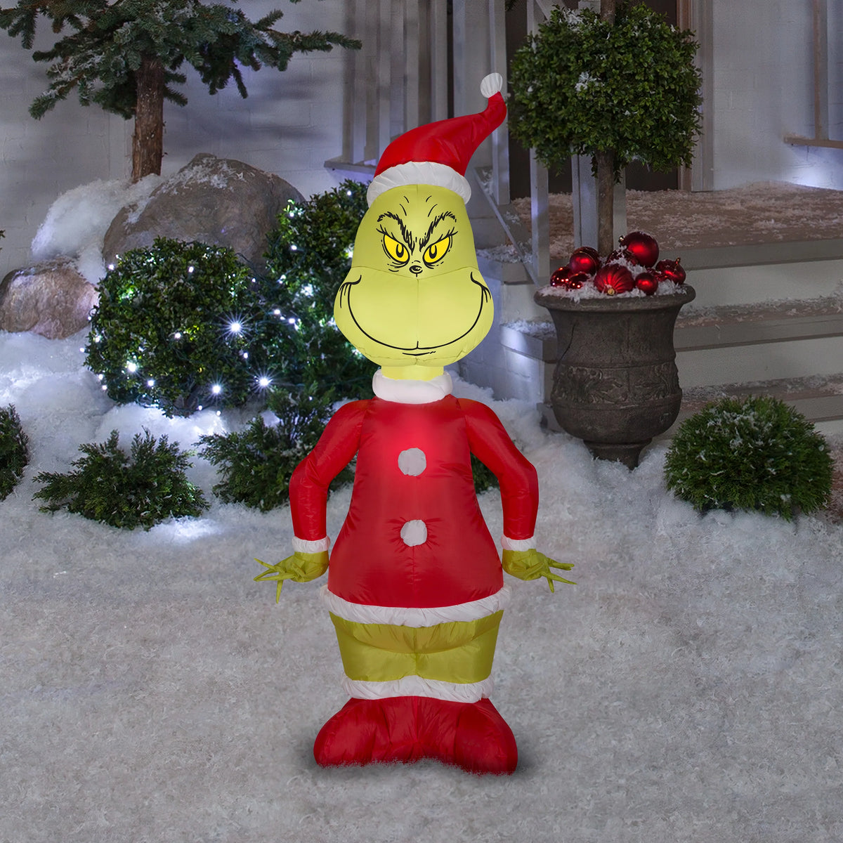 Inflatable Dr. Seuss The Grinch in Santa Suit LED Lighted Yard Decoration - 48 in x 23 in x 11 in H14875