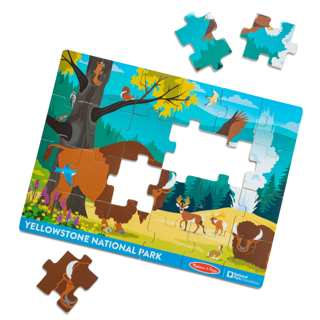 24 Pieces Wooden Jigsaw Puzzle with Animal and Plant ID Guide U7066