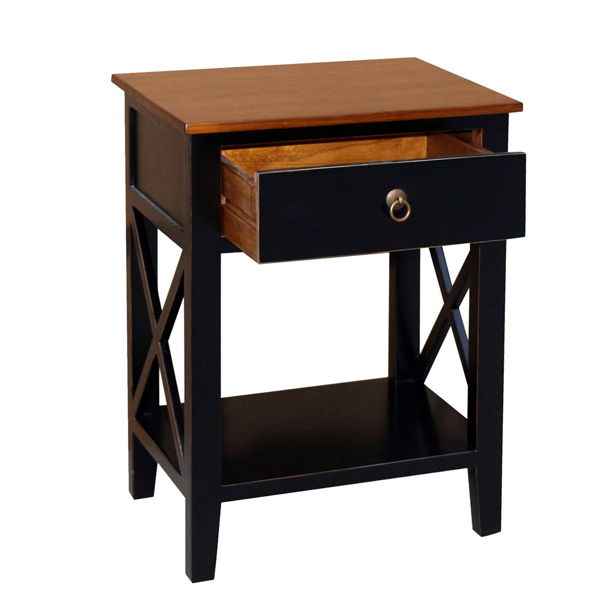 Blue Side Table Cabinet with Drawer and Shelf S9732